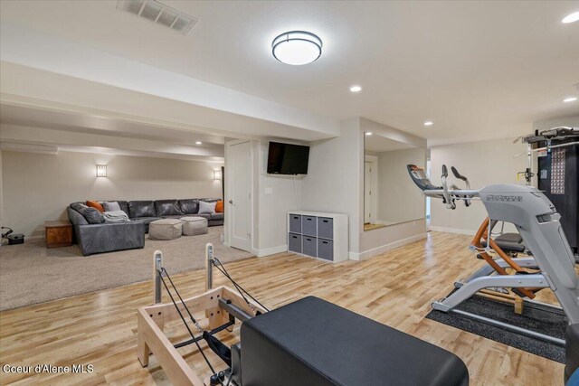 6744 E Greta Ave, Post Falls, ID 83854 - workout room with wood finished floors and recessed lighting
