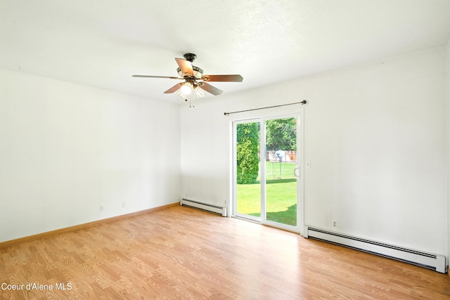 5678 N Pinegrove Dr, Coeur Dalene, ID 83815 - spare room with baseboard heating, a ceiling fan, and wood finished floors
