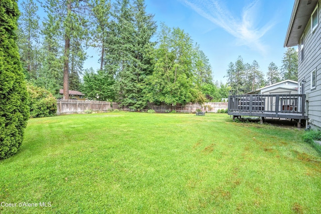 5678 N Pinegrove Dr, Coeur Dalene, ID 83815 - fenced backyard featuring a wooden deck