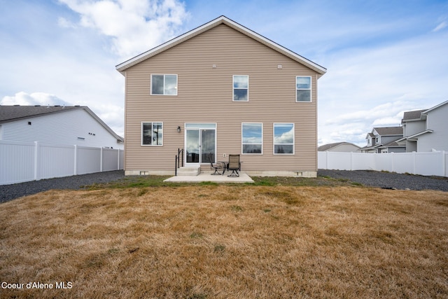3664 W Belgrave Way, Hayden, ID 83835 - rear view of house featuring a patio, a fenced backyard, entry steps, and crawl space