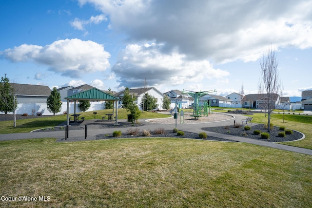 3664 W Belgrave Way, Hayden, ID 83835 - view of community featuring a gazebo, a residential view, and a lawn