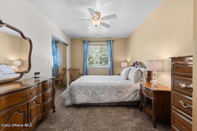 174 Where Its At Rd, Athol, ID 83801 - bedroom featuring dark carpet, a ceiling fan, and a closet