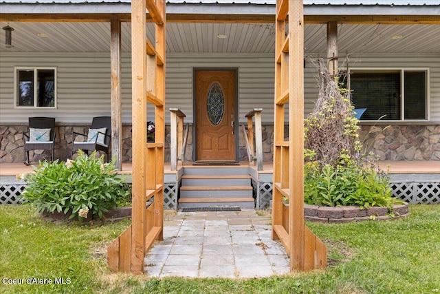 174 Where Its At Rd, Athol, ID 83801 - entrance to property with covered porch and stone siding