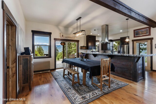 1010 Mc Quade Gulch Dr, Clark Fork, ID 83811 - dining space featuring light wood-style flooring and recessed lighting