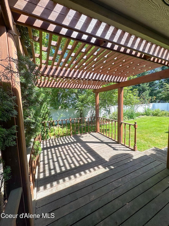 1276 W Edgewood Cir, Coeur Dalene, ID 83815 - deck with a pergola and a fenced backyard
