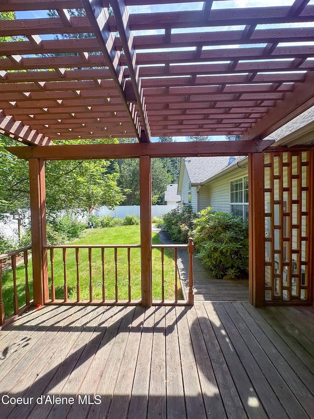 1276 W Edgewood Cir, Coeur Dalene, ID 83815 - deck with a pergola, a water view, and a lawn