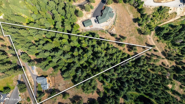 1273 S Grouse Meadow Dr, Coeur Dalene, ID 83814 - view from above of property with property boundaries highlighted