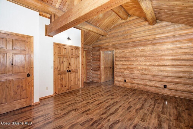 72 Hank Allen Way, Blanchard, ID 83804 - unfurnished bedroom with rustic walls, wood finished floors, and wooden ceiling