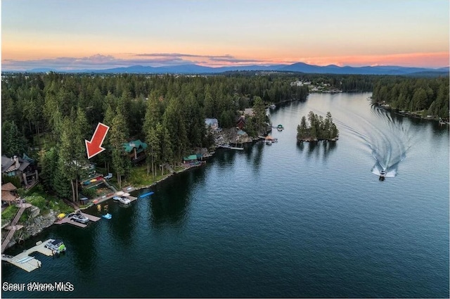 515 S Idaho St, Post Falls, ID 83854 - aerial view at dusk of a water and mountain view and a view of trees