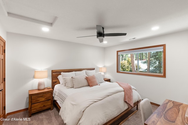 515 S Idaho St, Post Falls, ID 83854 - carpeted bedroom featuring attic access, recessed lighting, and a ceiling fan