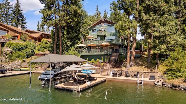 515 S Idaho St, Post Falls, ID 83854 - dock featuring stairway, a water view, and boat lift