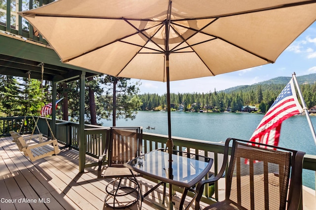 515 S Idaho St, Post Falls, ID 83854 - wooden deck featuring a water view and a view of trees