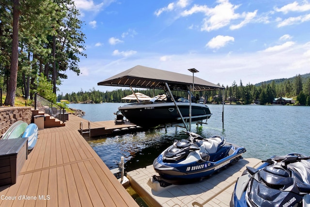 515 S Idaho St, Post Falls, ID 83854 - dock with a water view, a view of trees, and boat lift