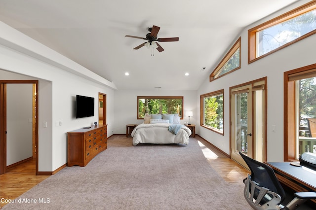515 S Idaho St, Post Falls, ID 83854 - bedroom with multiple windows, access to exterior, light carpet, recessed lighting, and an office area