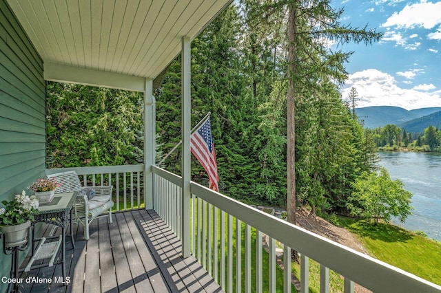 512 River Dr, Clark Fork, ID 83811 - deck featuring a water and mountain view