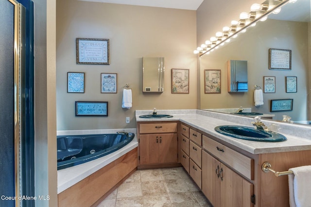 512 River Dr, Clark Fork, ID 83811 - full bathroom featuring double vanity and a whirlpool tub