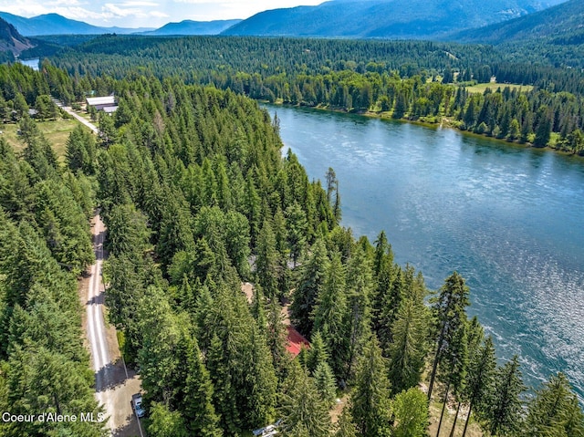 512 River Dr, Clark Fork, ID 83811 - bird's eye view of a heavily wooded area and a water and mountain view