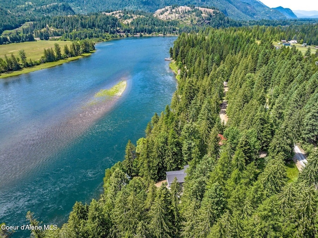 512 River Dr, Clark Fork, ID 83811 - bird's eye view of a heavily wooded area and a water and mountain view