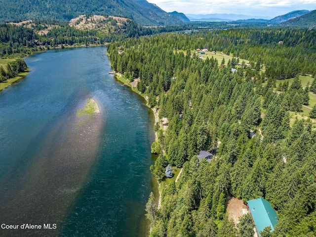 512 River Dr, Clark Fork, ID 83811 - bird's eye view of a heavily wooded area and a water and mountain view