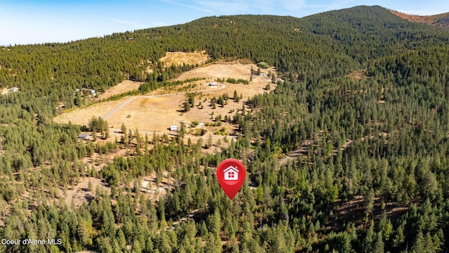 2711 S Carpenter Loop, Post Falls, ID 83854 - aerial view of property and surrounding area featuring a forest and a mountain backdrop