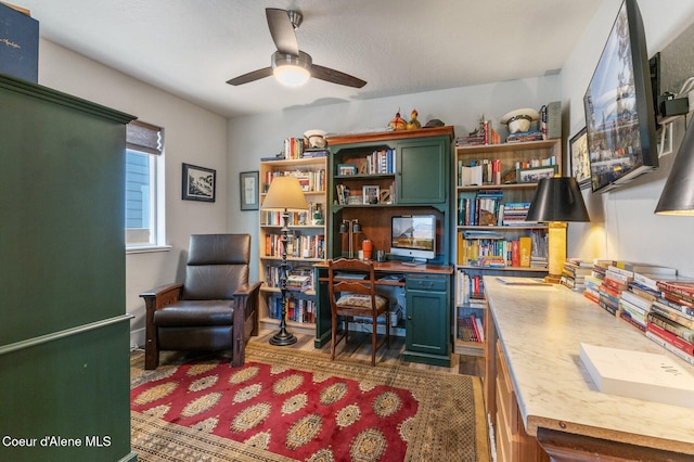 307 S 18th St, Coeur Dalene, ID 83814 - office area with ceiling fan and wood finished floors