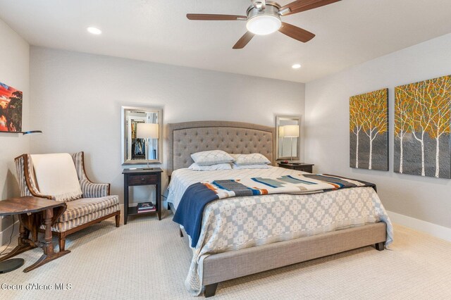 307 S 18th St, Coeur Dalene, ID 83814 - bedroom with carpet, recessed lighting, and a ceiling fan
