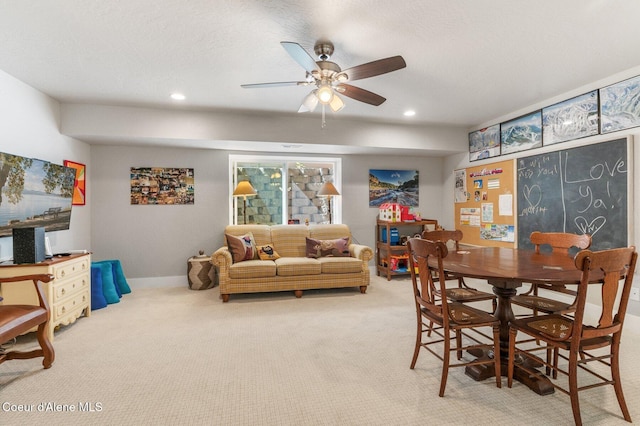 307 S 18th St, Coeur Dalene, ID 83814 - carpeted dining space featuring a ceiling fan and recessed lighting