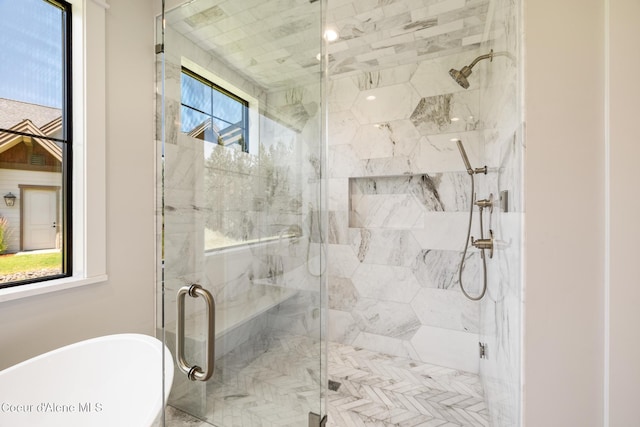 11551 N Bluejay Loop, Hayden, ID 83835 - full bathroom with a freestanding tub and a stall shower