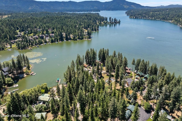 14545 N Samhill Trl, Hayden, ID 83835 - drone / aerial view of a heavily wooded area and a water and mountain view