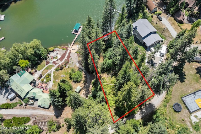14545 N Samhill Trl, Hayden, ID 83835 - aerial view of property's location with property parcel outlined and a nearby body of water