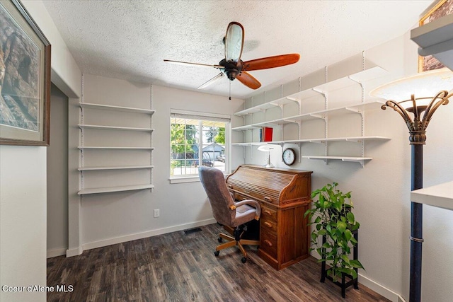 7315 W Lund St, Rathdrum, ID 83858 - office featuring wood finished floors, ceiling fan, and a textured ceiling