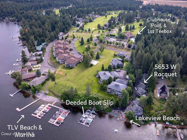 5653 W Racquet Rd, Rathdrum, ID 83858 - aerial view of property's location with a nearby body of water and a marina