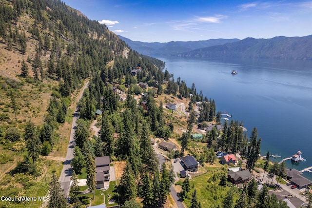 17544 E Arapaho Rd, Bayview, ID 83803 - aerial view of property's location with a water and mountain view