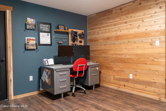 80 Half Cir, Priest River, ID 83856 - office area featuring dark wood-style floors and wood walls