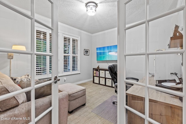 12155 N Yearling Cir, Hayden, ID 83835 - office featuring crown molding and a textured ceiling