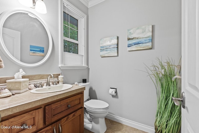 12155 N Yearling Cir, Hayden, ID 83835 - bathroom featuring vanity, tile patterned floors, and crown molding