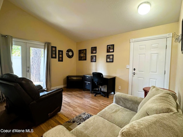 623 E Whispering Pines Ln # 3, Coeur Dalene, ID 83815 - office featuring wood finished floors, vaulted ceiling, and french doors