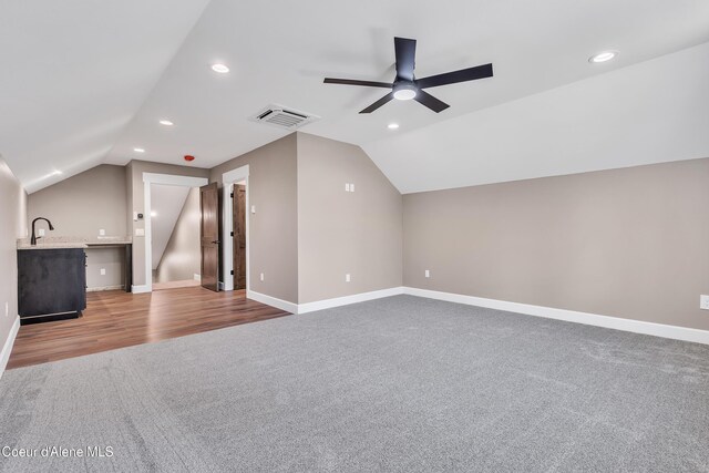 32926 N 10th Ave, Spirit Lake, ID 83869 - bonus room with carpet floors, ceiling fan, vaulted ceiling, and recessed lighting