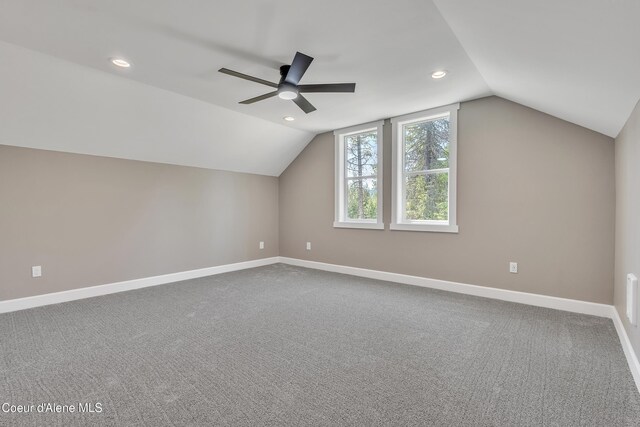 32926 N 10th Ave, Spirit Lake, ID 83869 - bonus room featuring vaulted ceiling, recessed lighting, ceiling fan, and carpet