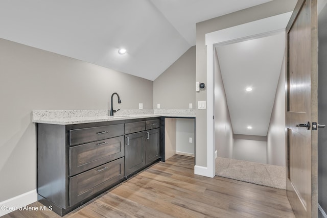 32926 N 10th Ave, Spirit Lake, ID 83869 - indoor wet bar with light wood finished floors, vaulted ceiling, and recessed lighting
