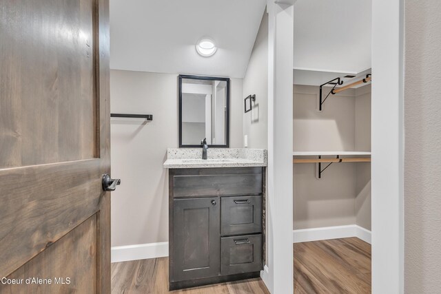 32926 N 10th Ave, Spirit Lake, ID 83869 - bathroom with vanity, wood finished floors, and a spacious closet