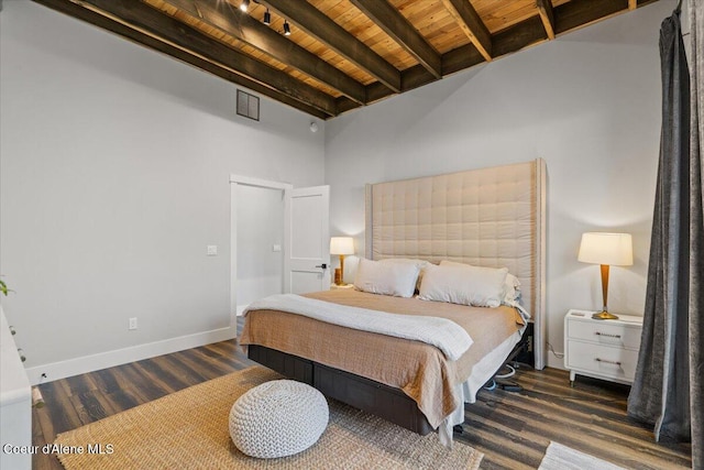 9137 N Raintree Ln, Hayden, ID 83835 - bedroom with a wooden ceiling with exposed beams and wood finished floors