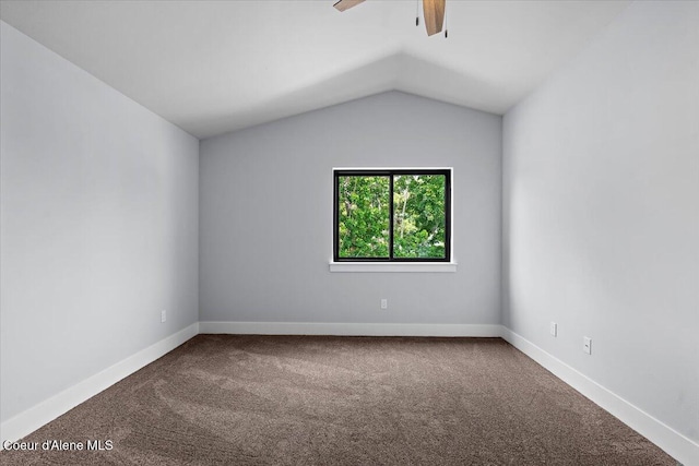9137 N Raintree Ln, Hayden, ID 83835 - carpeted spare room featuring a ceiling fan and lofted ceiling
