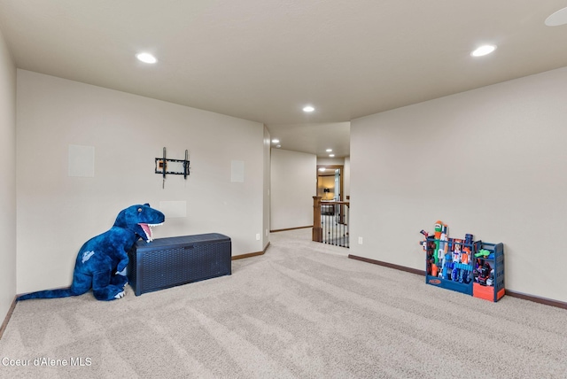 13408 E Copper River Ln, Spokane, WA 99206 - recreation room featuring carpet floors and recessed lighting