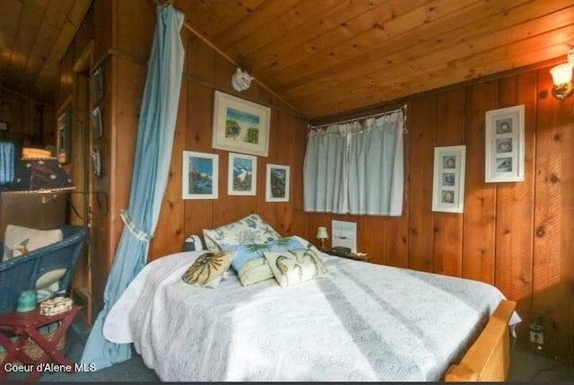16946 E Jds E Dock 27, Bayview, ID 83803 - bedroom featuring vaulted ceiling, wood walls, and wooden ceiling