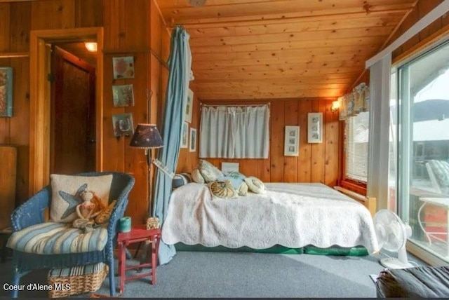 16946 E Jds E Dock 27, Bayview, ID 83803 - carpeted bedroom with wood ceiling and wooden walls