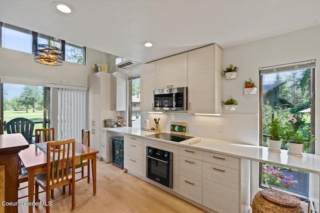 5276 W Racquet Rd Unit 9, Rathdrum, ID 83858 - kitchen featuring black appliances, healthy amount of natural light, light countertops, light wood-style flooring, and recessed lighting