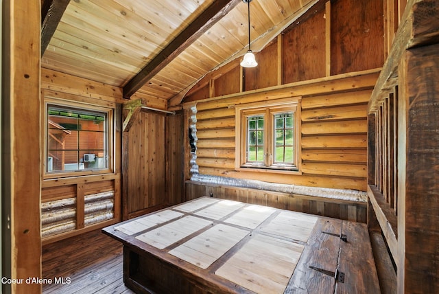 527 W Seneacquoteen, Priest River, ID 83856 - unfurnished bedroom featuring wood-type flooring, wood ceiling, and wood walls