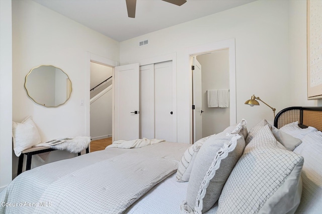 2756 W Lumber Ln Unit 7, Coeur Dalene, ID 83814 - bedroom featuring a closet and a ceiling fan