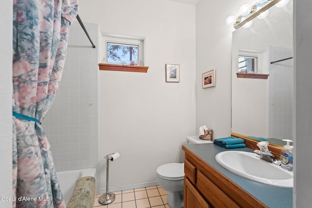 38 S Quail Run Unit B, Sandpoint, ID 83864 - bathroom featuring vanity, tile patterned floors, and shower / tub combo with curtain
